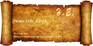 Hemrich Erik névjegykártya